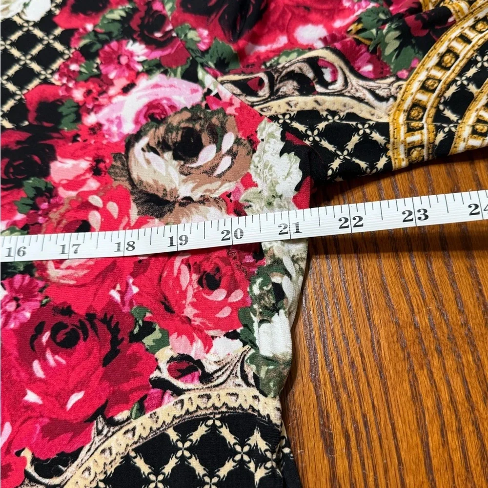 JM Collection Floral V Neck Tunic Blouse XL - Picture 10 of 11